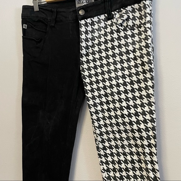 Royal Bones by Daang Split Leg Jeans - Houndstooth and Black - Picture 3 of 5